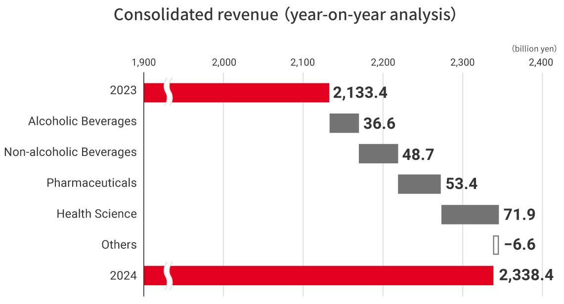 Consolidated revenue year-on-year analysis chart